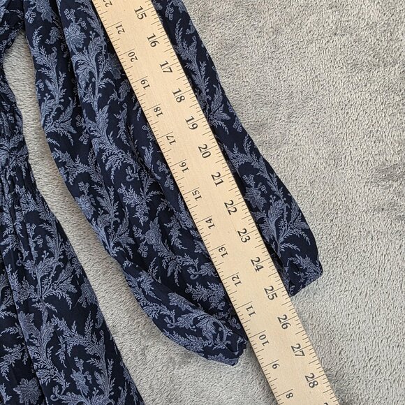 Madewell Dress Womens Large Blue Floral Smocked Waist Long Sleeve Maxi Boho - Picture 7 of 13